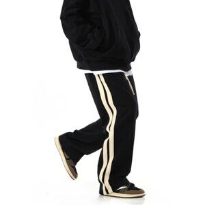 NWI Mens RT Real Takai No. 9725 Black White Double Striped Pull-On Pants XS